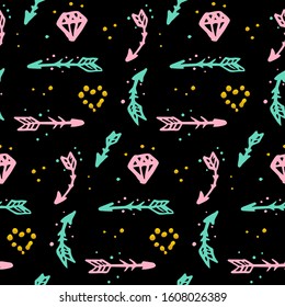 Trendy Bridal Shower Seamless Pattern. Vector Illustration of Greeting Background.