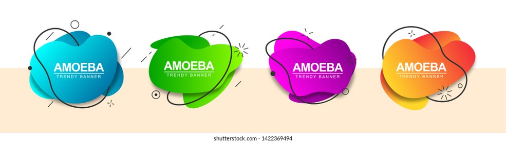 Trendy bright banners for use in web and typography. Modern vector banners of liquid form with gradient effect.