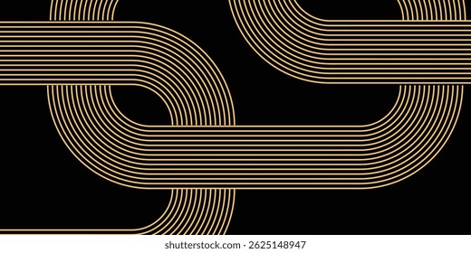 Trendy bright circle lines design. modern line gradient background. Abstract glowing circle lines on dark background. Suitable for poster, cover, banner, flyer, website. Vector illustration