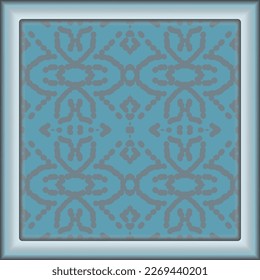 Decoración a la moda de colores vivos en azul gris para la decoración, papel, azulejos, textiles, alfombras, almohadas. Decoración casera, decoración interior, diseño de tela. Marco.