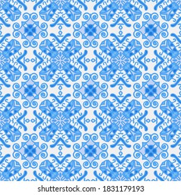 Modalidades de diseño de color claro sin fisuras en azul blanco para la decoración, papel, azulejos, textiles, alfombras, almohadas. Decoración casera, decoración interior, diseño de tela.