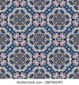 Trendy bright color seamless pattern in pink blue white for decoration, paper, tiles, textiles, carpet, pillows. Home decor, interior design, cloth design.