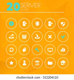 Trendy bright flat design server icons