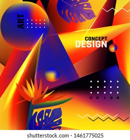 Trendy bright geometric background. Creative futuristic design.