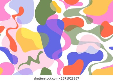 Trendy bright geometric seamless pattern of abstract texture with liquid stains. Creative background. Decorative design of wavy stripes of optical illusion.