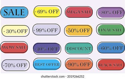 trendy bright illustration sign discount percent sale