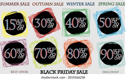 trendy bright illustration sign discount percent sale