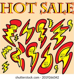 trendy bright illustration sign discount percent sale