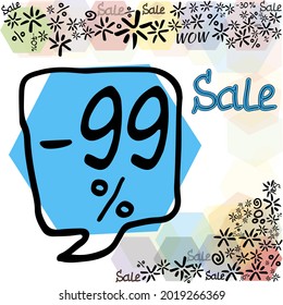 trendy bright illustration sign discount percent sale