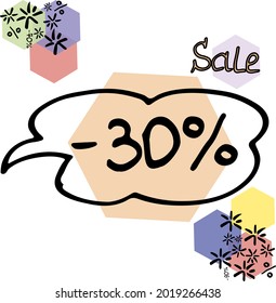 trendy bright illustration sign discount percent sale