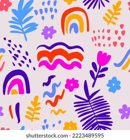 Trendy bright pattern. Children's vector seamless pattern. 