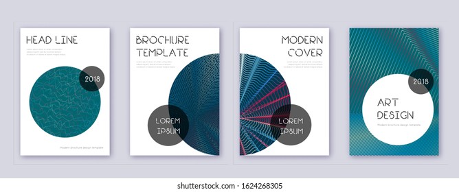 Trendy brochure design template set. Red abstract lines on white blue background. Bizarre brochure design. Wondrous catalog, poster, book template etc.