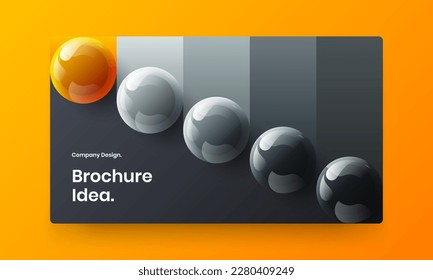 Trendy brochure design vector template. Modern 3D spheres handbill layout.