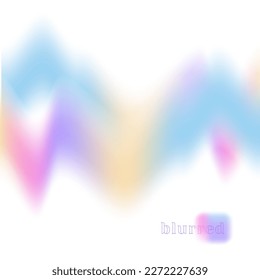 Trendy brurred gradient background with light holol lilac purple blur wavy shape. Modern y2k hlographic design for poster, website, placard, cover, advertising. Vector illustration.