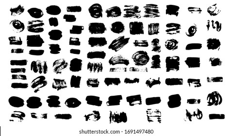 Pincel de moda, gran diseño para cualquier propósito.Ilustración vectorial aislada. Formas abstractas negras. Conjunto de elementos de diseño artístico, fondo para texto.