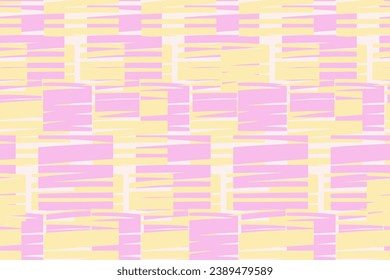 La textura de pincel de moda cuadrada sin fisuras. Esbozo dibujado a mano por vectores. Impresión simple de línea de forma amarilla rosada. Plantilla para diseño, moda, decoración interior, textil, tela, papel pintado