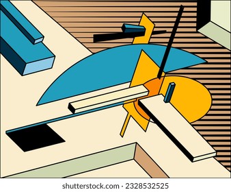 Trendy brutalism style artwork with geometric shape. Wall decoration. Unique abstract composition.