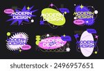 Trendy brutalism style banner frames heading. Modern minimalist y2k neon graphic. simple figures and abstract graphic aesthetic retrofuturism 90s vector illustration sale or social media post design 