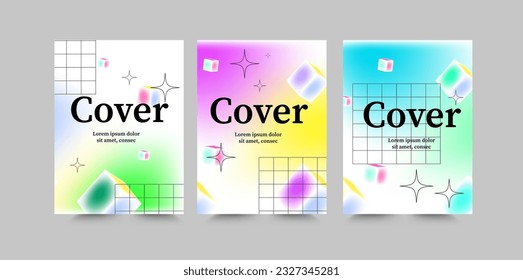 trendy brutalism style gradient cover design template y2k geometric element