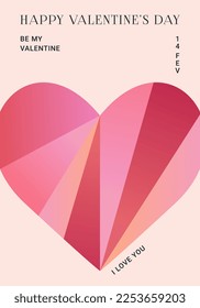 Trendy brutalism style poster with geometric shapes and gradients. Love concept. Modern minimalist abstract design of Valentines day card, banner, cover. 
