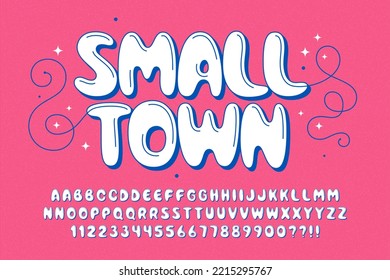 Trendy Bubble comical alphabet design, colorful, typeface. Vector illustration, decorative typeset.