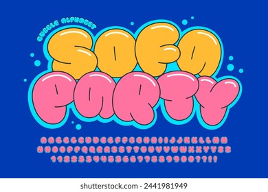 Trendy Bubble comical alphabet design, colorful, typeface. Vector illustration, decorative typeset.