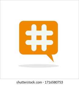 trendy bubble with hashtag logo. concept of online