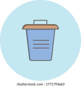 Trendy bucket icon on blue background for web and mobile graphic.