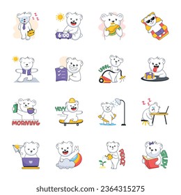 Trendy Bundle of Cute Bear Flat Stickers 