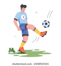 Trendy Bundle of Football Athletes Flat Illustrations 

