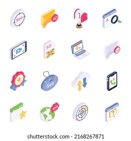 Trendy Bundle SEO Isometrische Symbole

