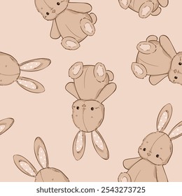 Trendy Bunny Print for Kids seamless pattern vector