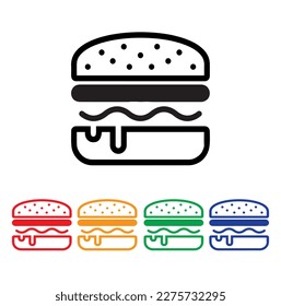 trendy burger related icons set,junk food,fast food icon concept isolated on background,best choice for your awesome project