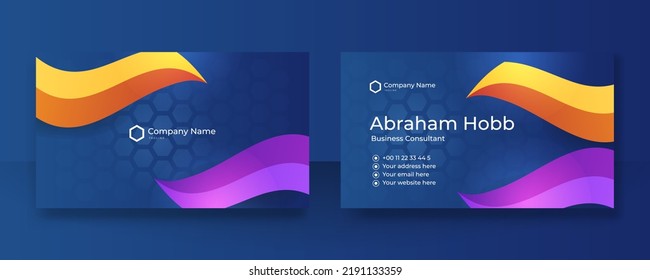 Trendy business card design template with colorful fluid abstract background decoration