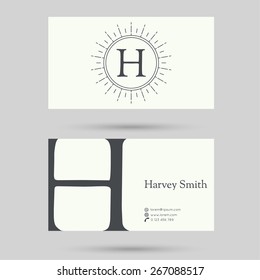 Trendy business card template. letter h