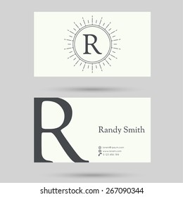 Trendy business card template. letter r