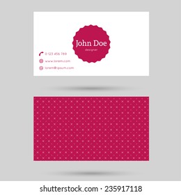 Trendy business card template with vintage label and elegant seamless pattern. 