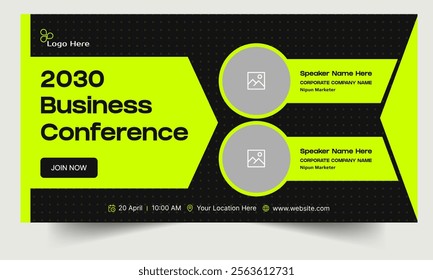 Trendy business conference webinar template banner design, business strategy seminar banner design, fully editable vector eps 10 file format