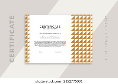 Trendy business diploma mockup for graduation or course completion with artistic geometric pattern. Modern design of certificate of appreciation template. Vector background EPS 10
