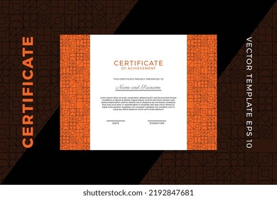 Trendy business diploma mockup for graduation or course completion. Horizontal certificate of appreciation dark template with modern minimal geometric pattern. Vector background EPS 10