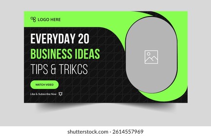 Trendy business idea tips and tricks video thumbnail banner design, product business techniques, fully editable vector eps 10 file format