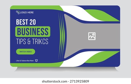 Trendige Geschäftsideen Tipps und Tricks Video-Thumbnail-Banner-Design, Produkt-Business-Techniken, vollständig bearbeitbare Vektor eps 10 Dateiformat
