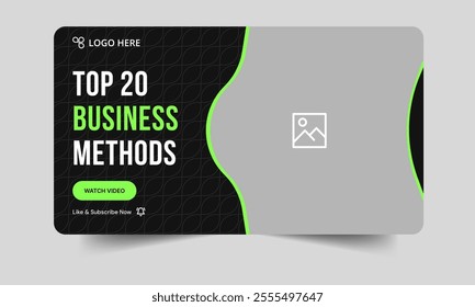 Trendy business methods video thumbnail banner design, web banner, video cover banner design, fully customizable vector eps 10 file format