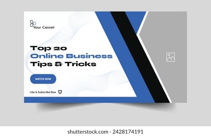 Consejos de negocios de moda y trucos video tutorial miniatura banner diseño, idea de negocios video cover banner diseño, totalmente personalizable vector eps 10 formato de archivo