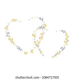 Trendy butterfly cloth vip background on white. Spring butterfly linen theme vector with gold and silver metallic silhouette. Premium repeating insect fabric artwork for advert.