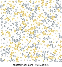 Trendy butterfly cloth vip texture on white. Nature butterfly linen theme vector with gold and silver metallic silhouette. Premium repeating insect fabric artwork for luxury wallpaper.