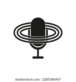 Botón de moda con icono de micrófono. Elemento de diseño, cliente. Ilustración vectorial.