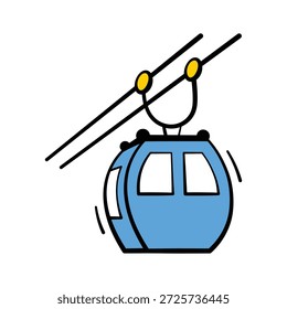 Icono de moda del teleférico, telesilla, viaje de montaña o transporte turístico
