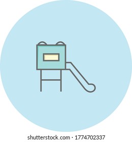 Trendy camera roll icon on blue background for web and mobile graphic.
