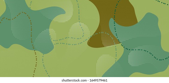 Trendy Camouflage Komposition. Hipster Forest Fluid Design. Kreatives Militärornament von Camo. Minimaler Camouflage-Hintergrund. Green Fluid Cover. Militärische Kollage der Armee. Moderne Camouflage Illustration.
